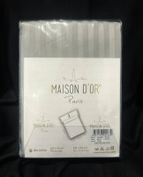 Простирадло сатин-страйп Maison Dor 240х260 см з наволочками Сіра