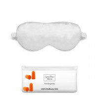 Набір для сну Love You: маска+чохол+беруші білий із натурального шовку